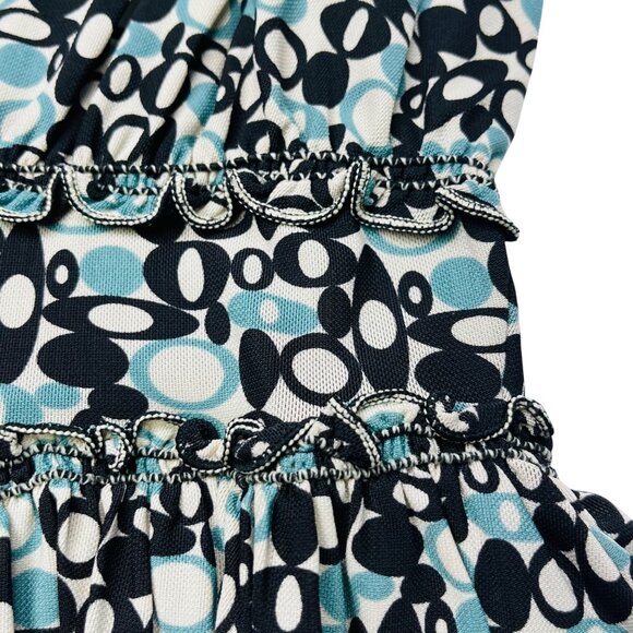 Womens Black & Blue Sleeveless Dress With Circle Pattern - Picture 3 of 9